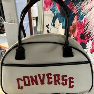 Converse Cream Satchel with Black Trim and Red Logo